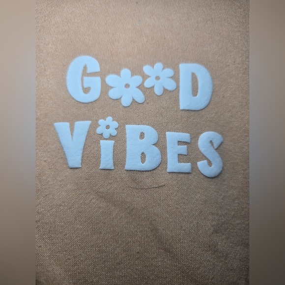 Hippie Rose GOOD VIBES Sweatsuit Sand Color Sz Medium NWT Full Zip Hoodie Pants - Picture 2 of 13